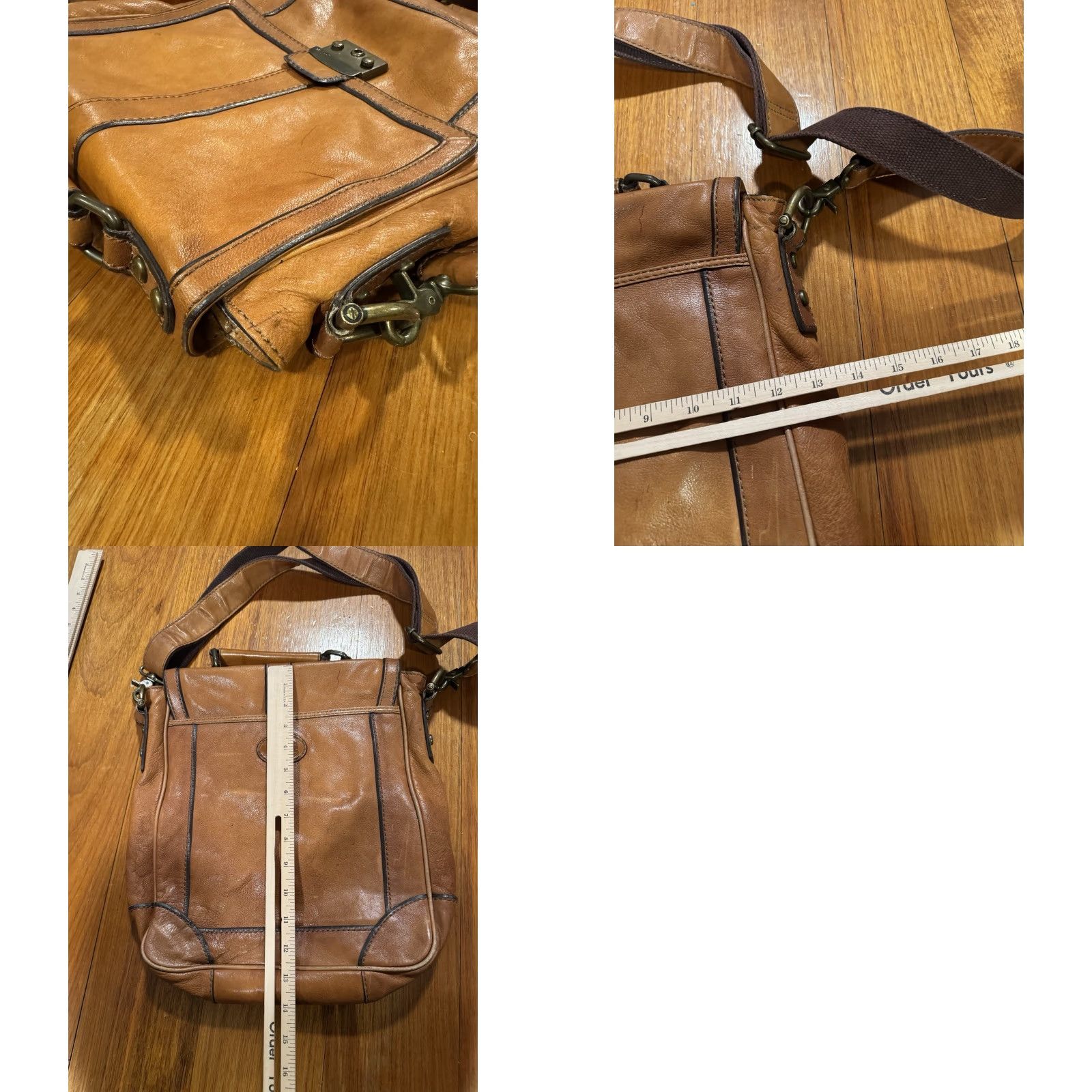 Fossil VINTAGE Fossil Estate Leather Messenger Bag North South City Bag Cognac Brown Messenger Bag Men/Women Unisex Adults Large Brown Leather Vintage Size ONE SIZE - 11 Thumbnail