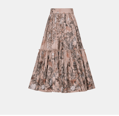 Image of Dior O1W1Db10124 Belted Mid Length Skirt In Rose, Women's (Size 30)