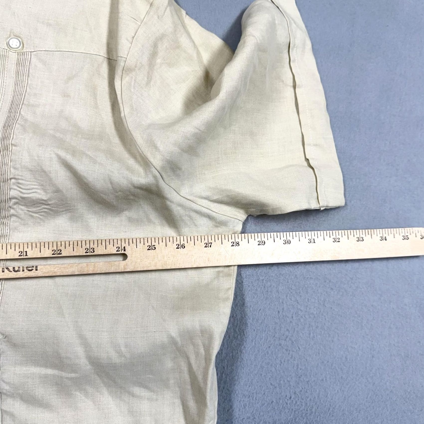 Vintage Ramon Puig Shirt Mens 2XL Beige Linen Button Short Sleeve Guayabera Cuban Tropical Solid Pleated Pocket Relaxed Collar Button-Up 2XL Mens Size US XXL / EU 58 / 5 - 4 Thumbnail