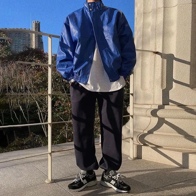 Japanese Brand × Vintage Vintage Streetwear Blue PU Leather Jacket Size US L / EU 52-54 / 3 - 2 Thumbnail