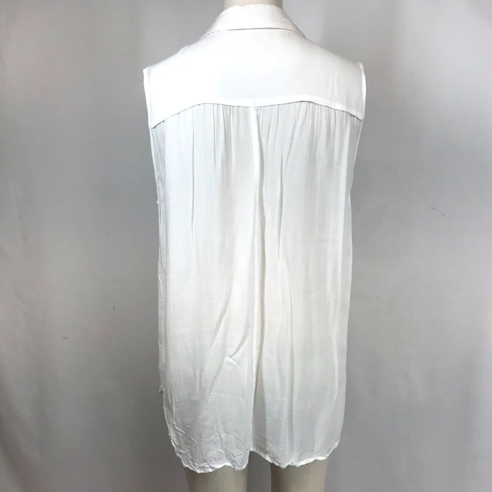 Vince Vince. WOMEN'S S Small WHITE Sleeveless Collared Button Tunic Top with Pockets Shirt Women S White Tunic Pockets Size S / US 4 / IT 40 - 5 Thumbnail