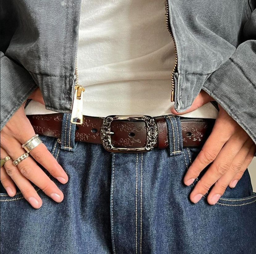 Cowboy Equipment vintage style brown american western floral design belt Size ONE SIZE - 1 Thumbnail