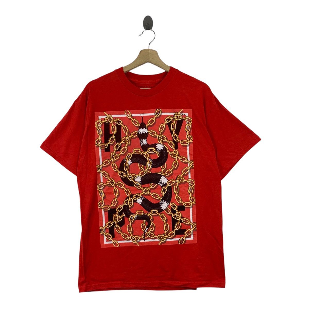 Vintage POPULAR POISON HYPE Snake In Chain Logo Tee Shirt Top Size US L / EU 52-54 / 3 - 1 Thumbnail