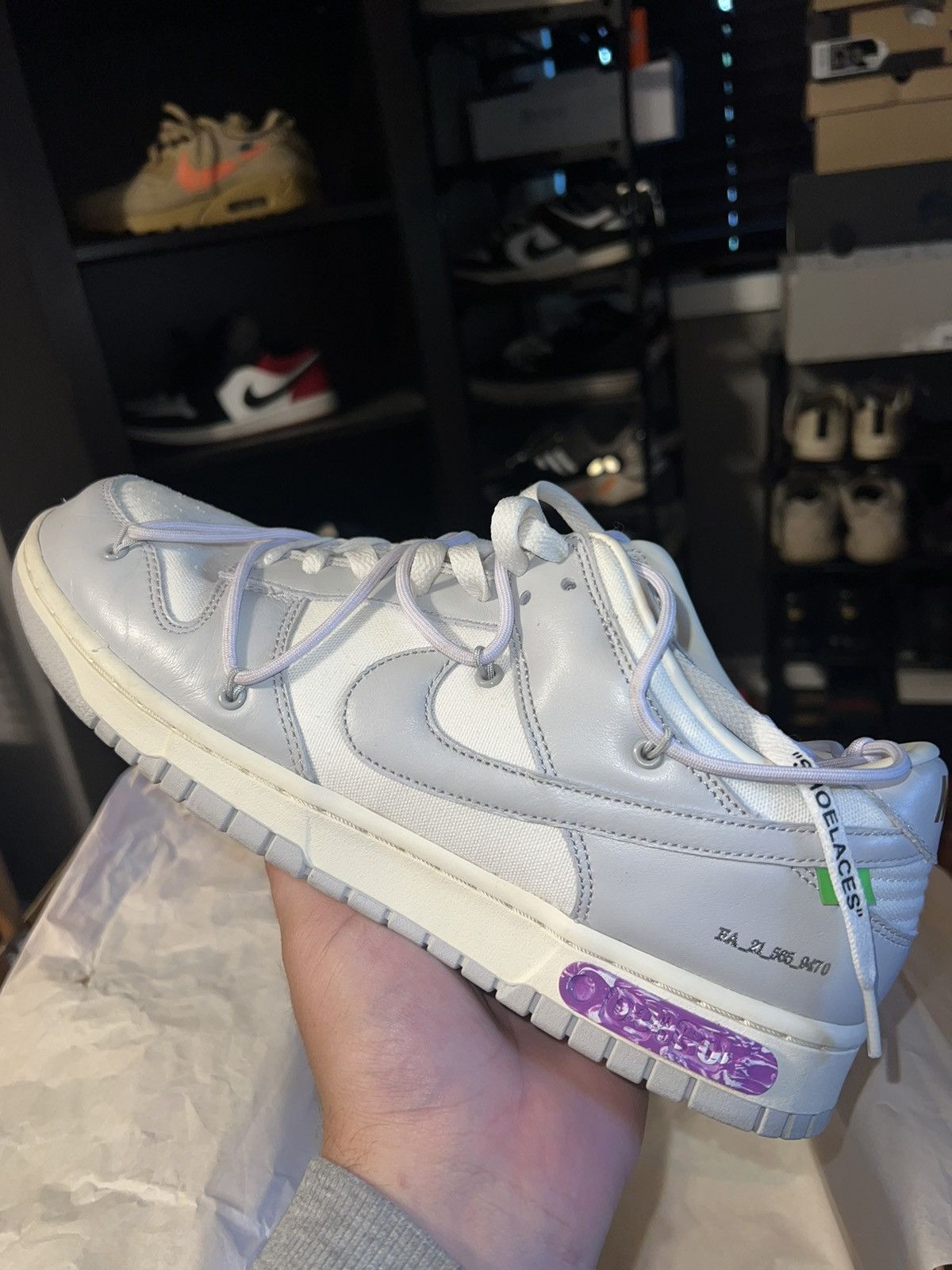 image of Nike Off-White Dunk Lot 3 Shoes in Grey, Men's (Size 12)