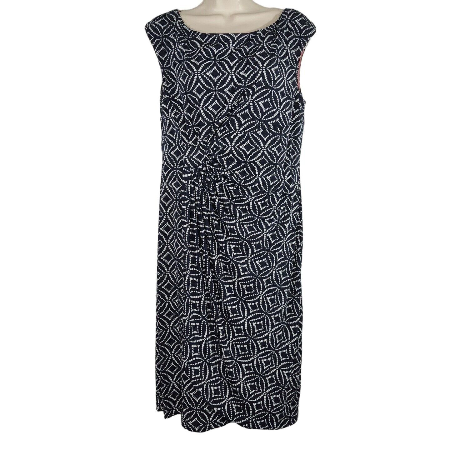 Other Connected Apparel Blue White Sheath Dress Size 12 Geometric Size XL / US 12-14 / IT 48-50 - 2 Thumbnail