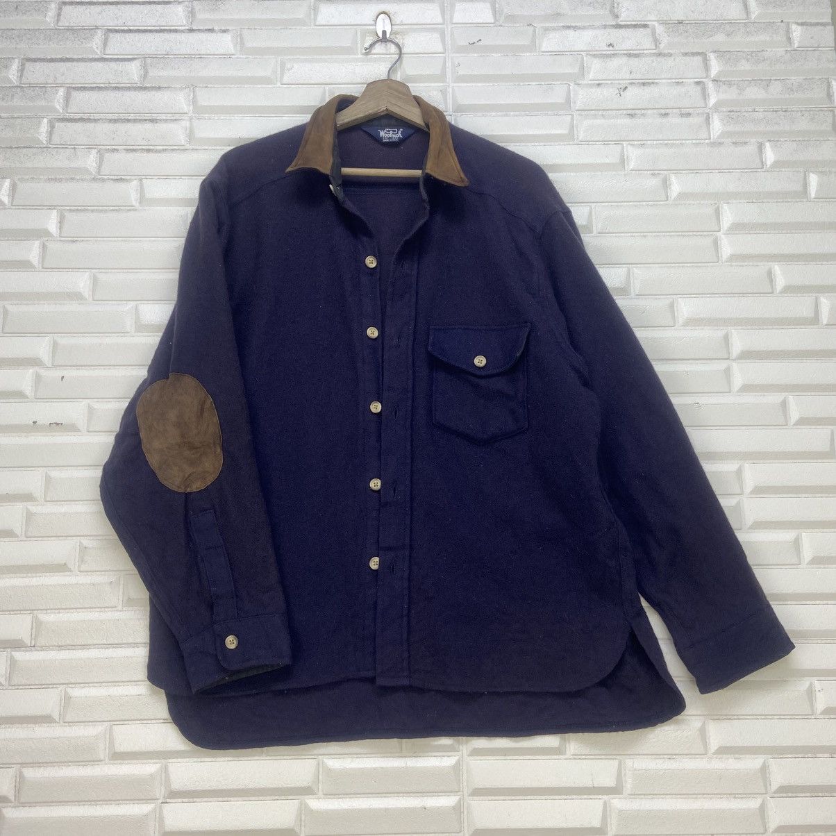Woolrich Woolen Mills Vintage 70s Woolrich Leather Patchwork Wool Flannel Size US M / EU 48-50 / 2 - 18 Thumbnail
