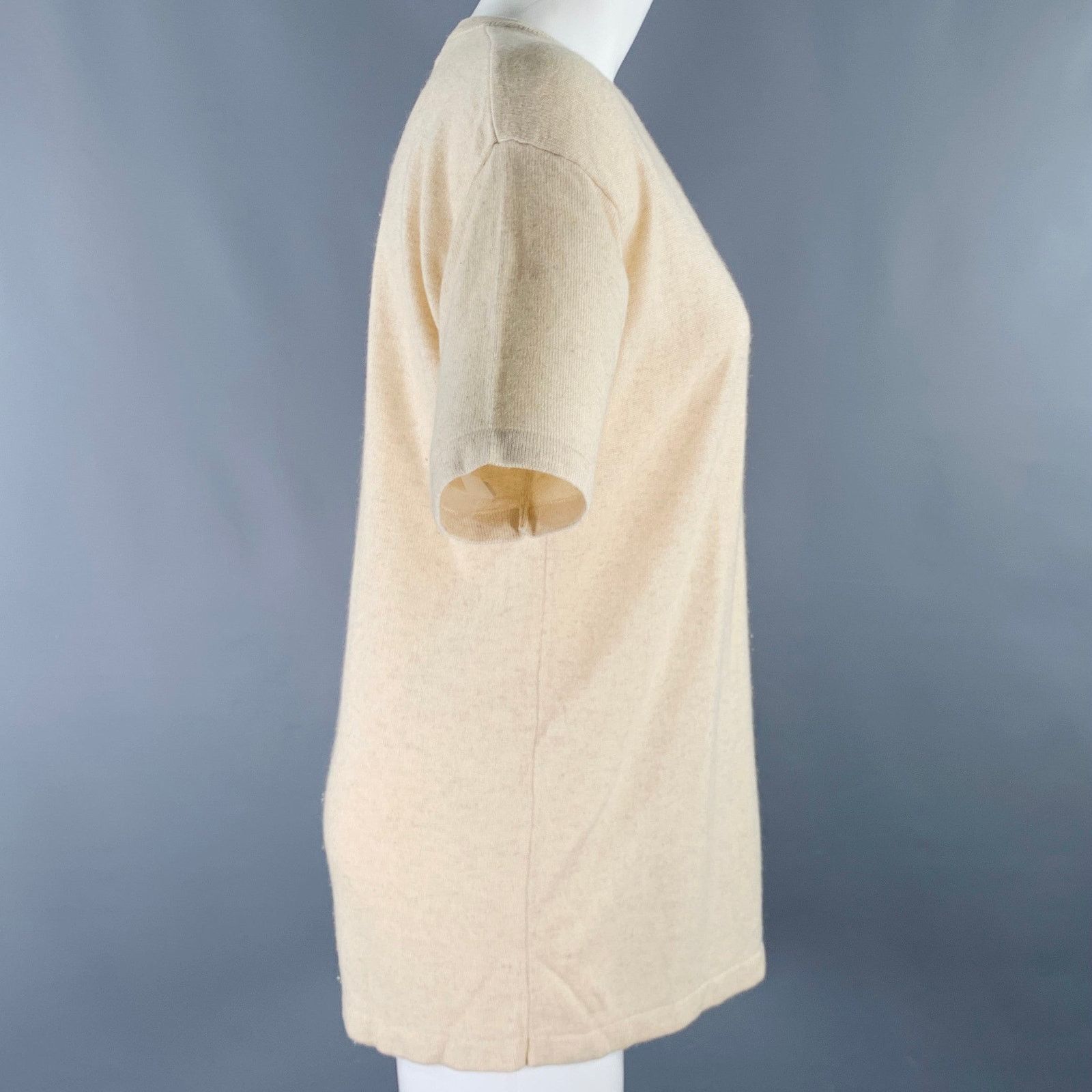 Tse TSE Size M Beige Oatmeal Cashmere Silk Short Sleeve Pullover Size M / US 6-8 / IT 42-44 - 2 Thumbnail