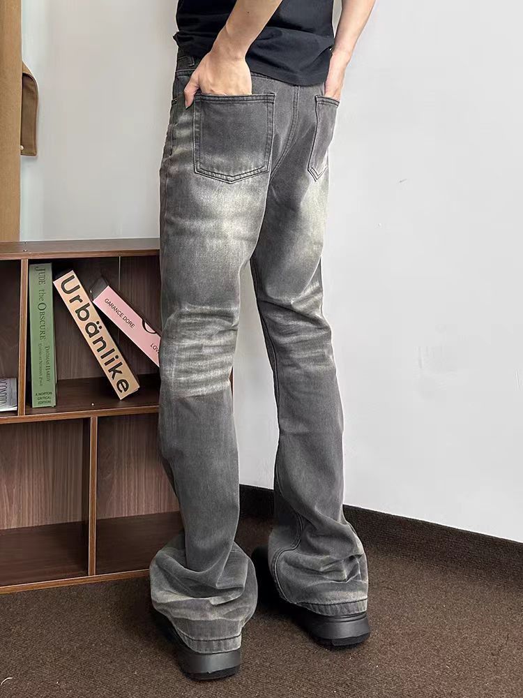 Designer × Jean × Vintage Aged Street Hip Hop Heavy Y2K Wash Micro Flare Jeans Size US 29 - 2 Thumbnail