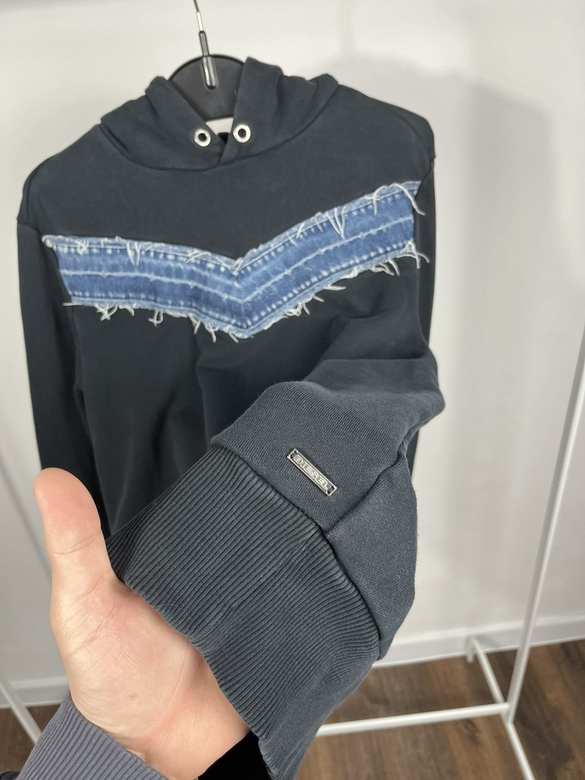 Diesel Diesel Hoodie Black Denim Panel Y2K Pullover Streetwear M Size US M / EU 48-50 / 2 - 5 Thumbnail
