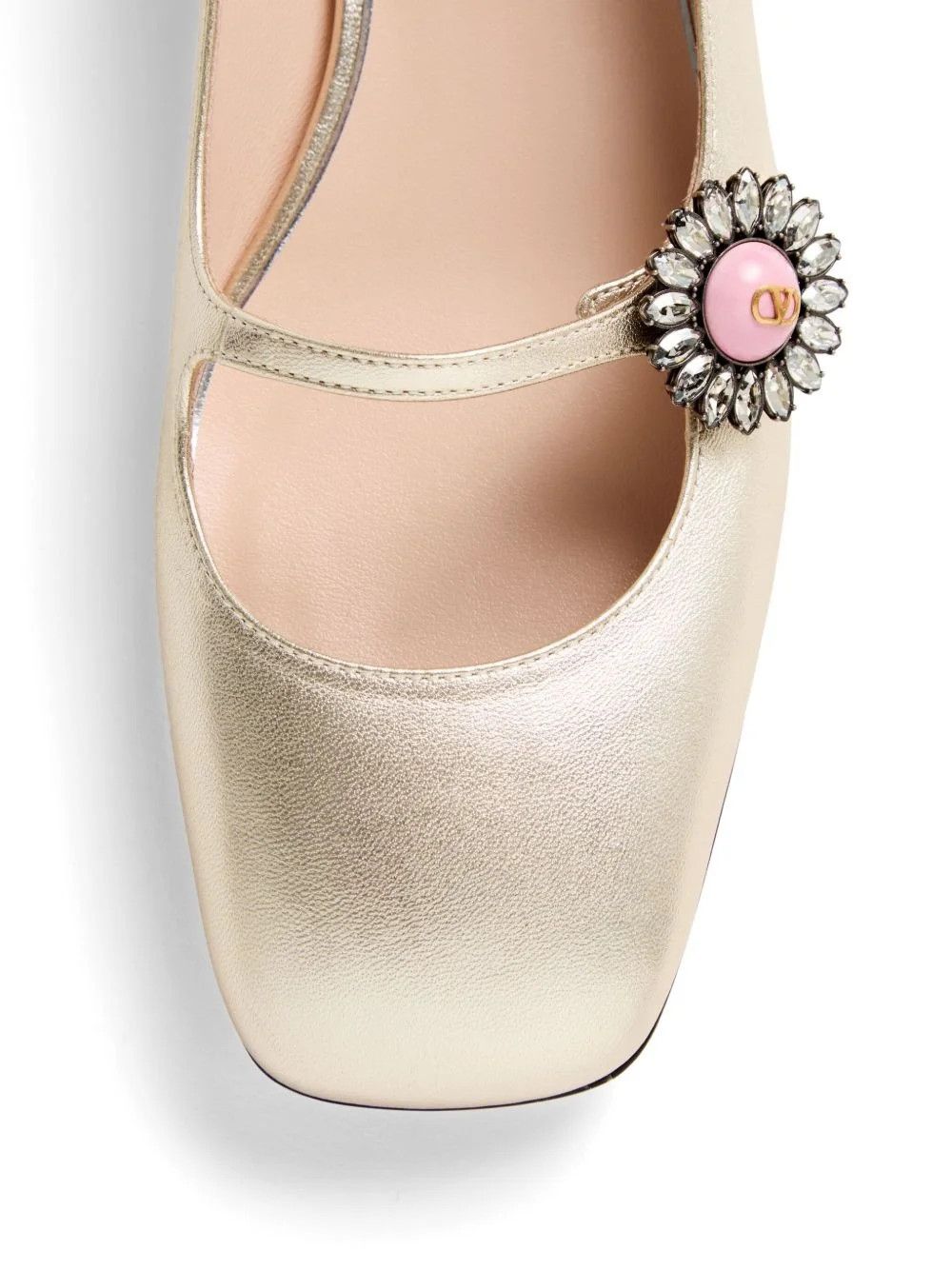 Valentino os11x0126 Floral Appliqué Ballerina Shoes in Gold Size US 8.5 / IT 38.5 - 4 Thumbnail