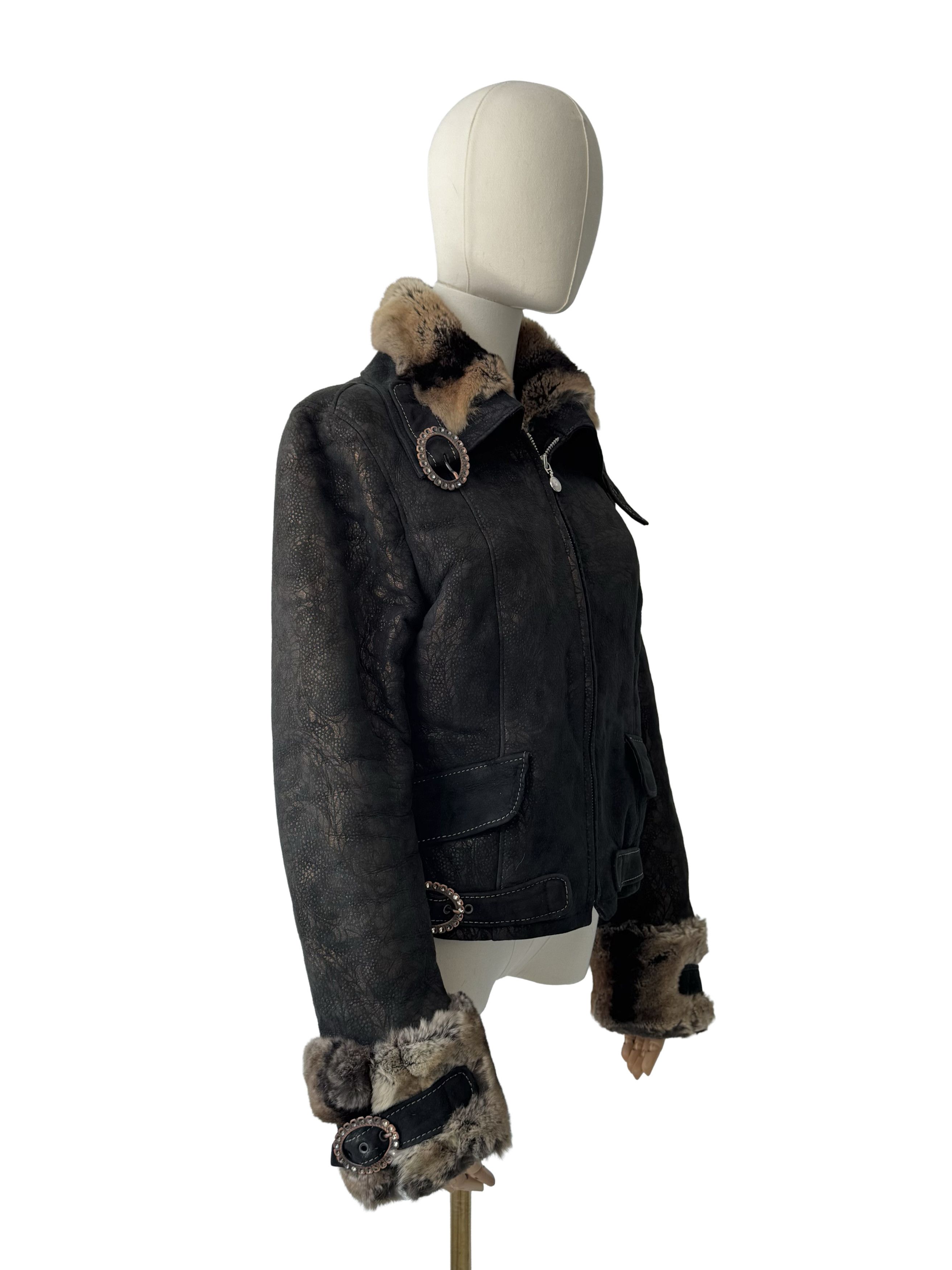 Vintage Vintage Real Sheepskin Cropped Jacket With Straps Size L / US 10 / IT 46 - 1 Thumbnail