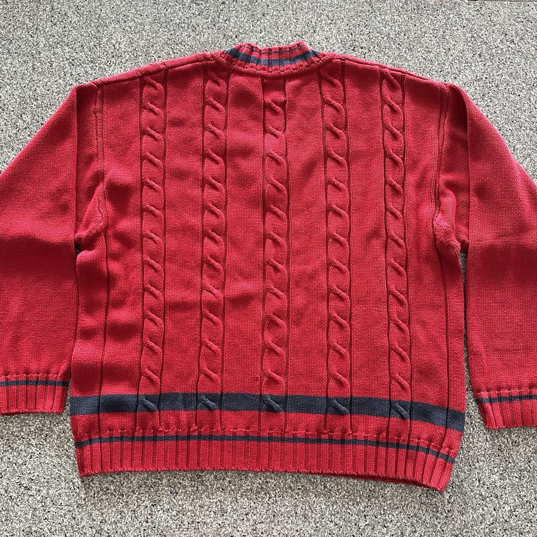 Gap VINTAGE Gap V-Neck Cable-Knit Sweater Men XL Red Size US XL / EU 56 / 4 - 4 Thumbnail