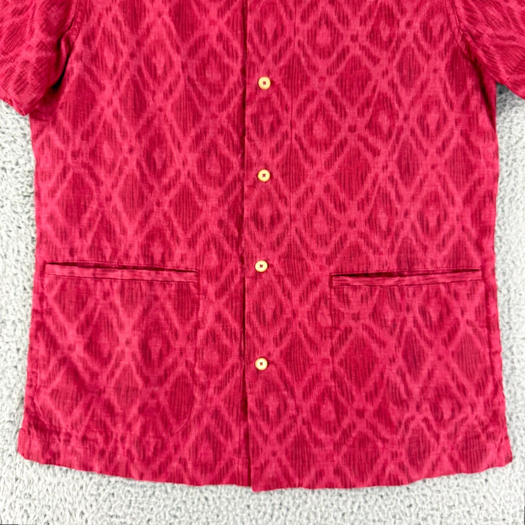 Taylor Stitch Taylor Stitch Havana Camp Collar Shirt Mens S Red Ikat 100% Linen SS Vintage: No Size US S / EU 44-46 / 1 - 4 Thumbnail