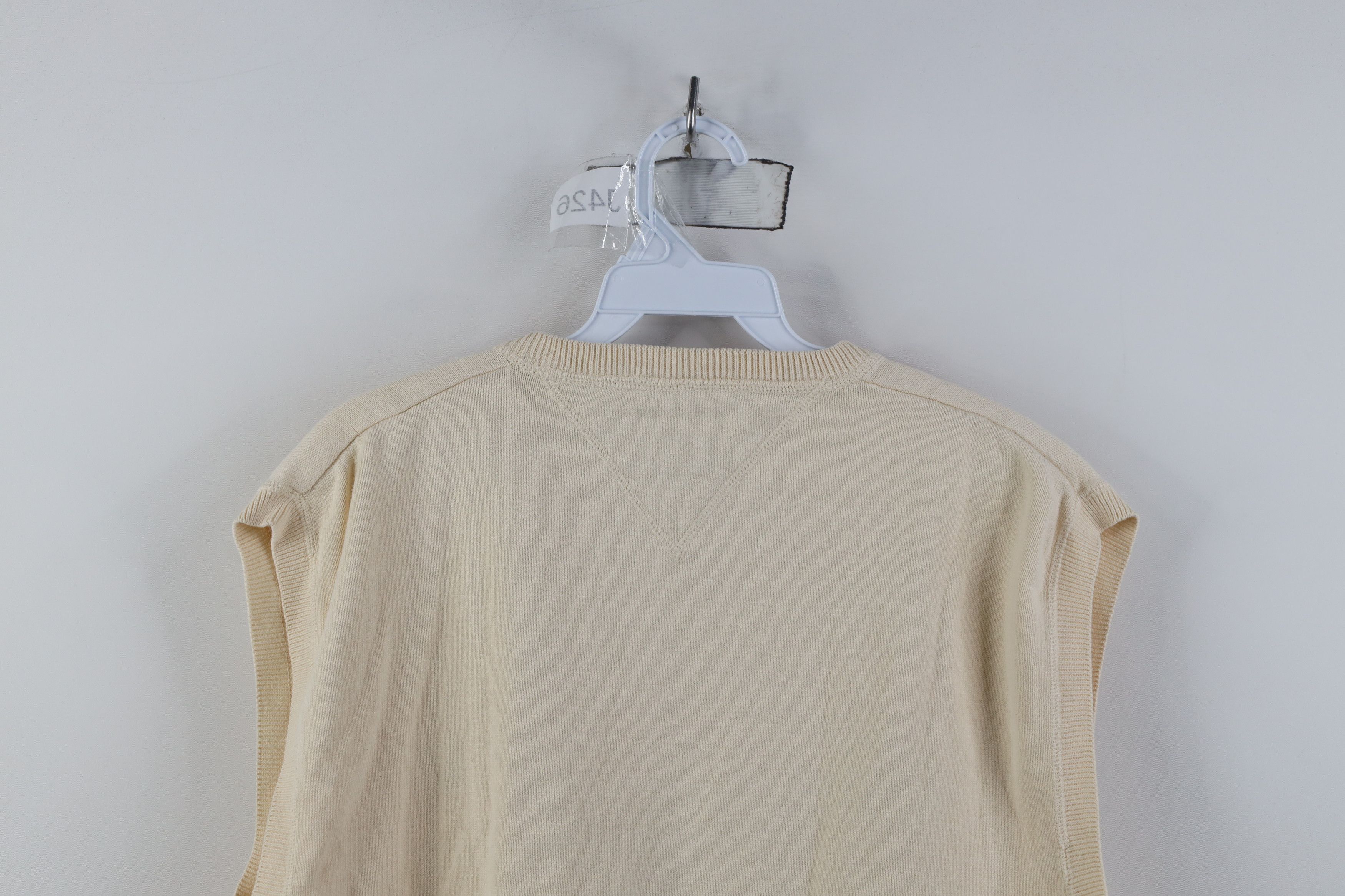 Tommy Hilfiger Vintage 90s Tommy Hilfiger Knit V-Neck Sweater Vest Beige Size US XL / EU 56 / 4 - 10 Thumbnail