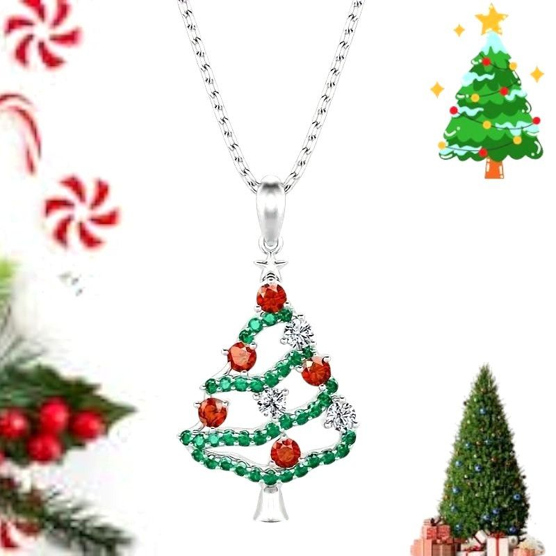 Handmade Christmas Tree Necklace New Red Green Crystals Mother Daught Size ONE SIZE - 4 Thumbnail