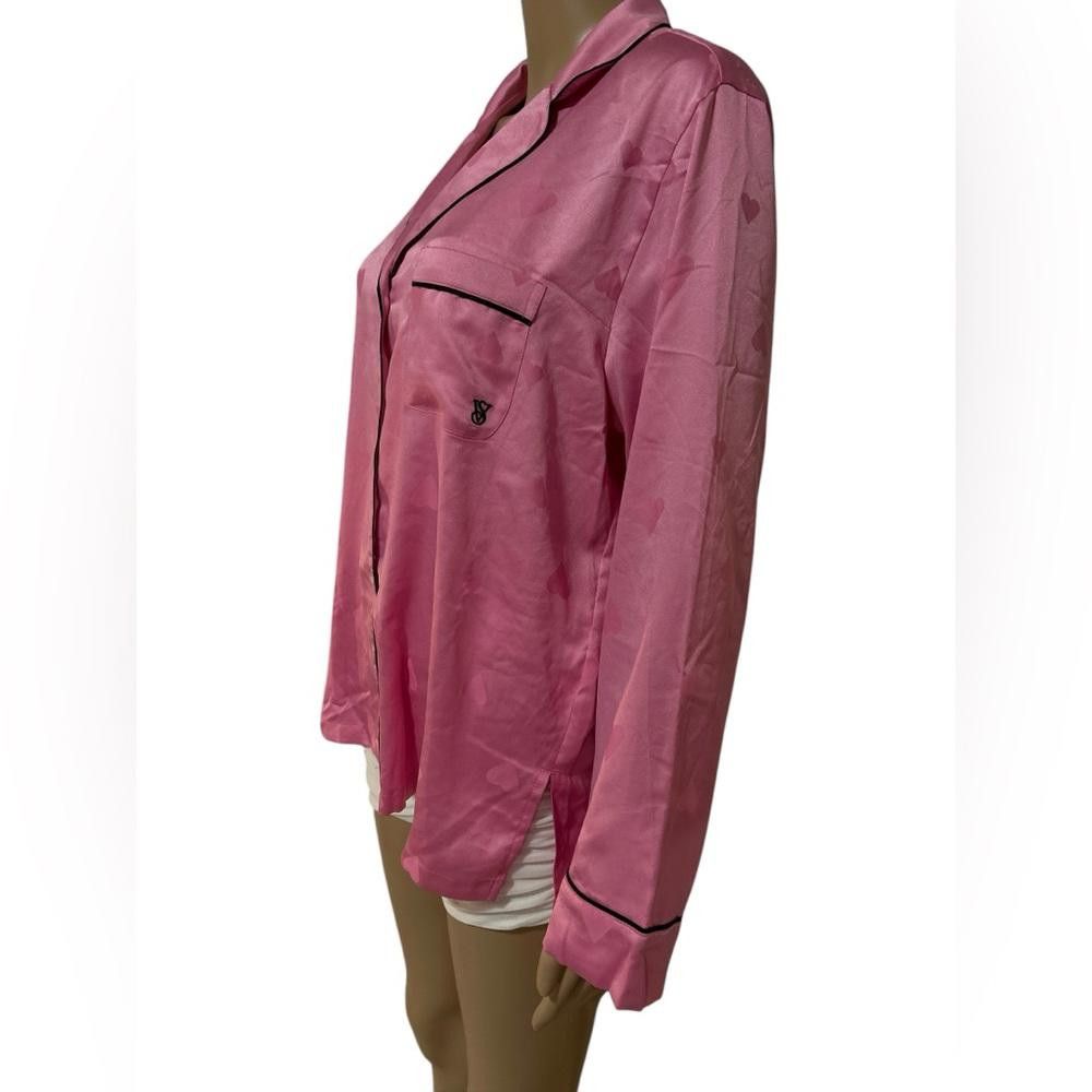 Designer VS Pink Satin Women's Pajama Top Size ONE SIZE - 2 Thumbnail