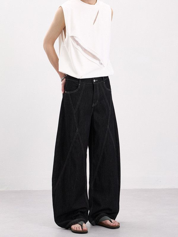 Japanese Brand American High-Street Style Black Paneled Scythe-Cut Jeans Size US 32 / EU 48 - 1 Thumbnail