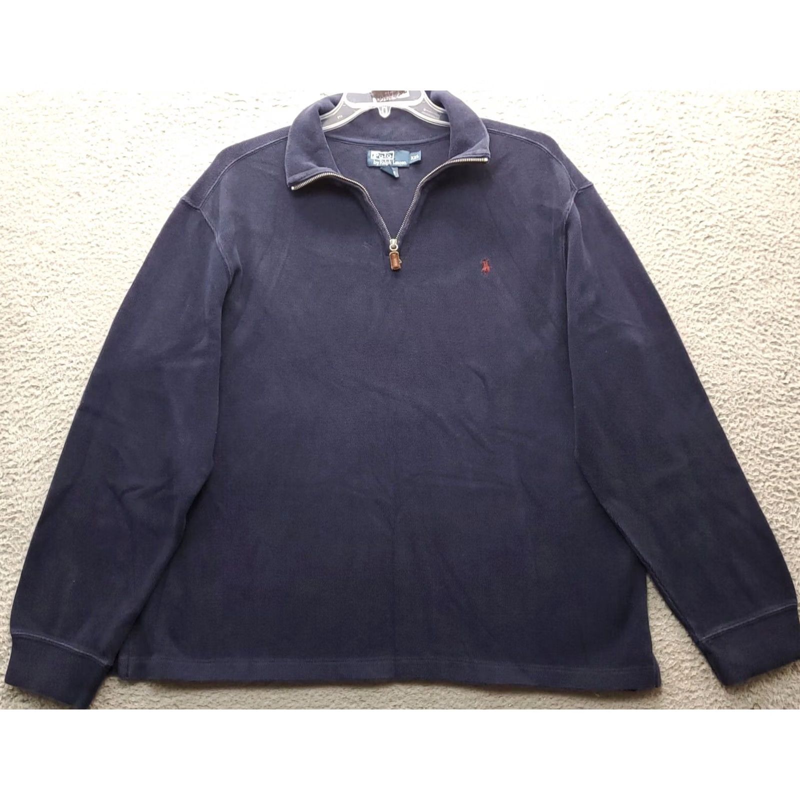 Polo Ralph Lauren Polo Ralph Lauren Sweater Mens 2XL Navy Knit Long Sleeve Quarter Zip Pony Logo Size US XXL / EU 58 / 5 - 2 Thumbnail