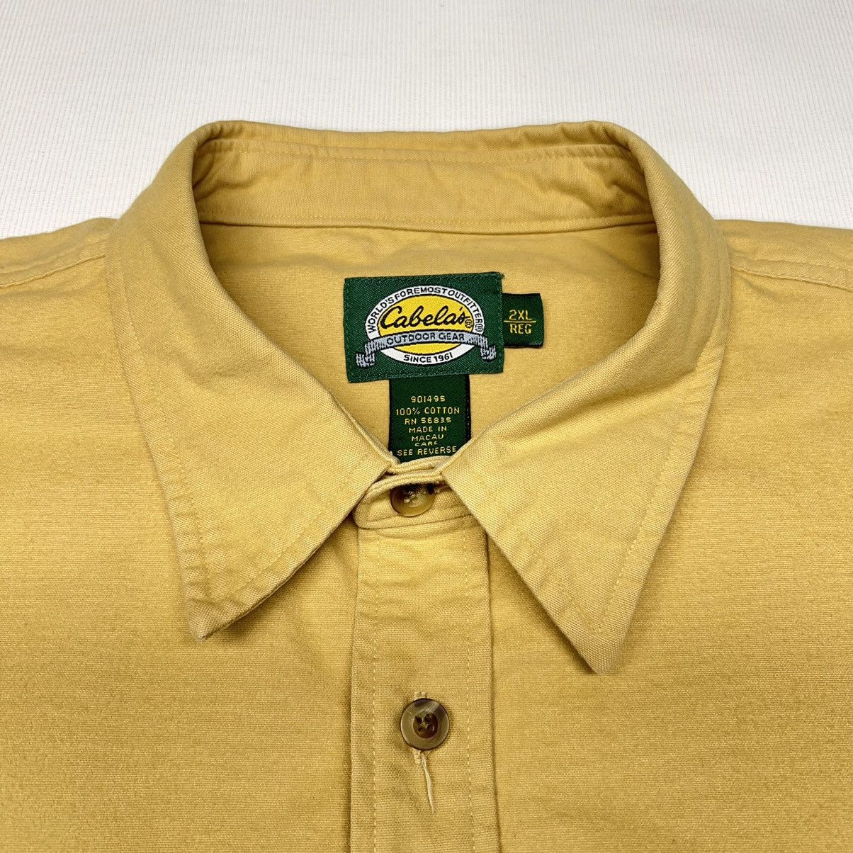 Cabelas × Vintage Cabelas Button Down Shirt Yellow Flannel Heavy Long Sleeve Size US XXL / EU 58 / 5 - 3 Thumbnail