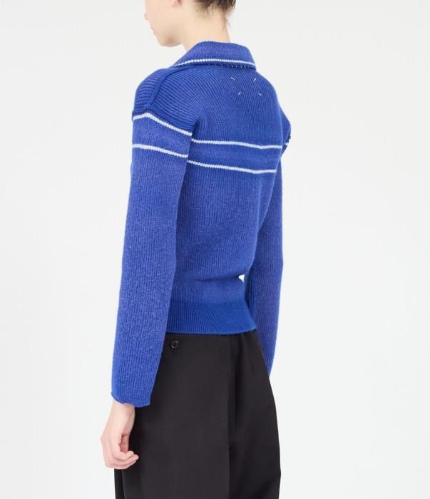 Maison Margiela o1bcso1str0526 Sunbleached Wool Cardigan in Blue Size XS / US 0-2 / IT 36-38 - 5 Thumbnail