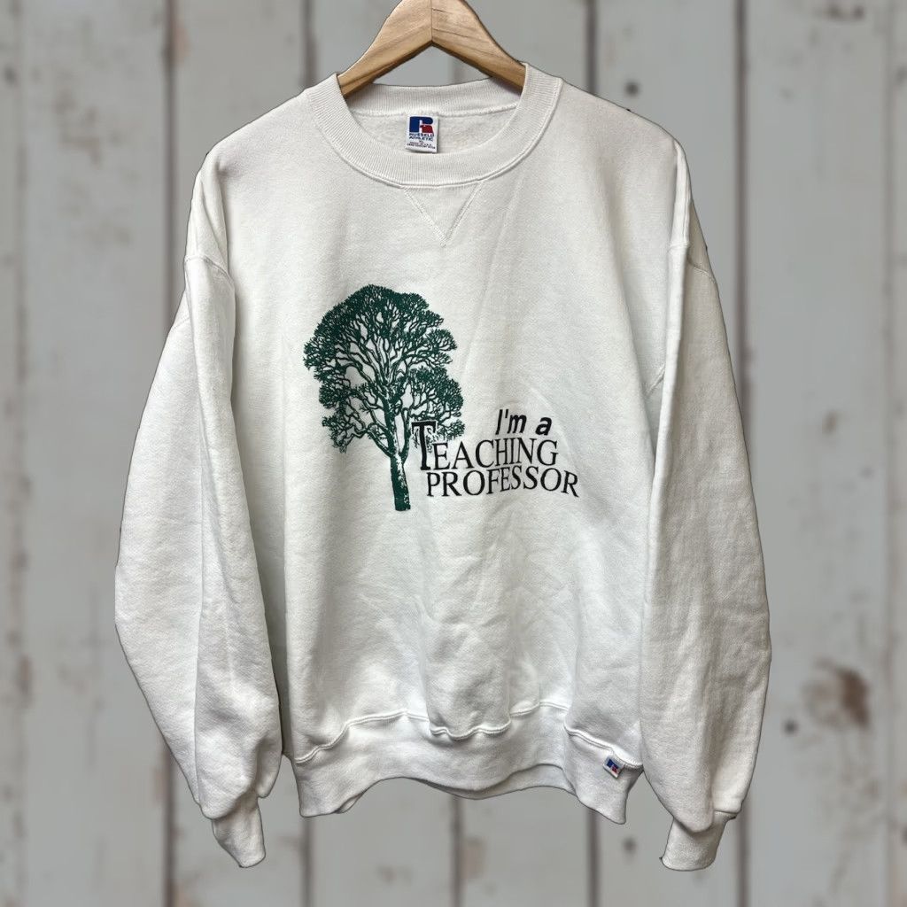 Vintage VINTAGE Russell Sweatshirt White XL Men College "I’m A Teaching Professor" Size US XL / EU 56 / 4 - 1 Thumbnail