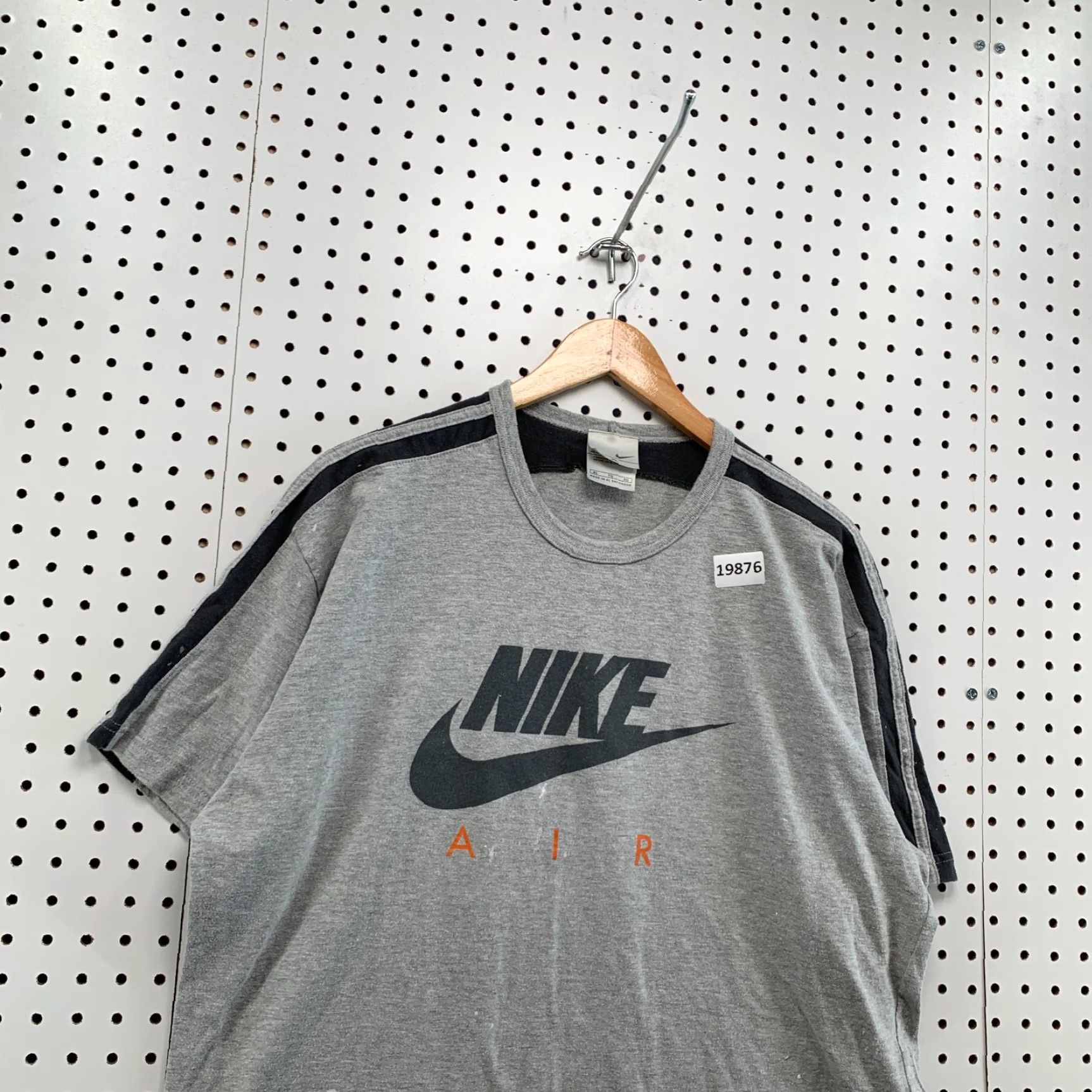 Nike VINTAGE Nike Shirt Gray Adult XL 23x28.5 Swoosh Check Short Sleeve Crew Neck 90s Decade Mens Size US XL / EU 56 / 4 - 5 Thumbnail