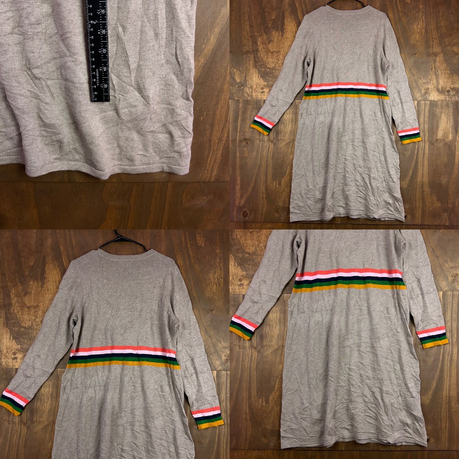Boden VINTAGE Boden Womens Dress Brown Rainbow Stripe Tall Long Sleeve Crew Neck 14L Dress Womens Tall 14 Brown Rainbow Stripe Size XL / US 12-14 / IT 48-50 - 8 Thumbnail