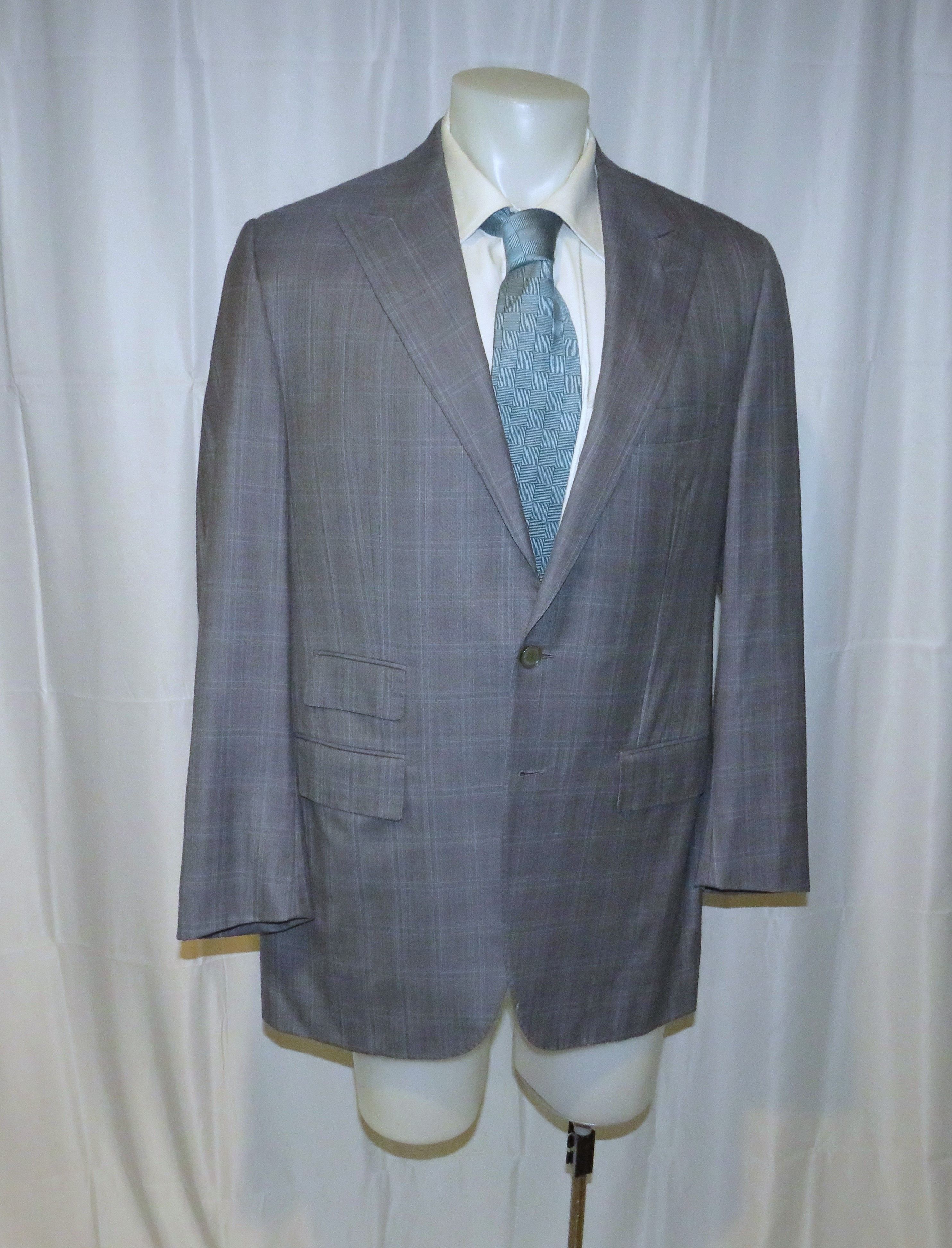 Other Marcello Vero x D'Avenza Gray Plaid Two Button Blazer 43R Size 44R - 7 Thumbnail