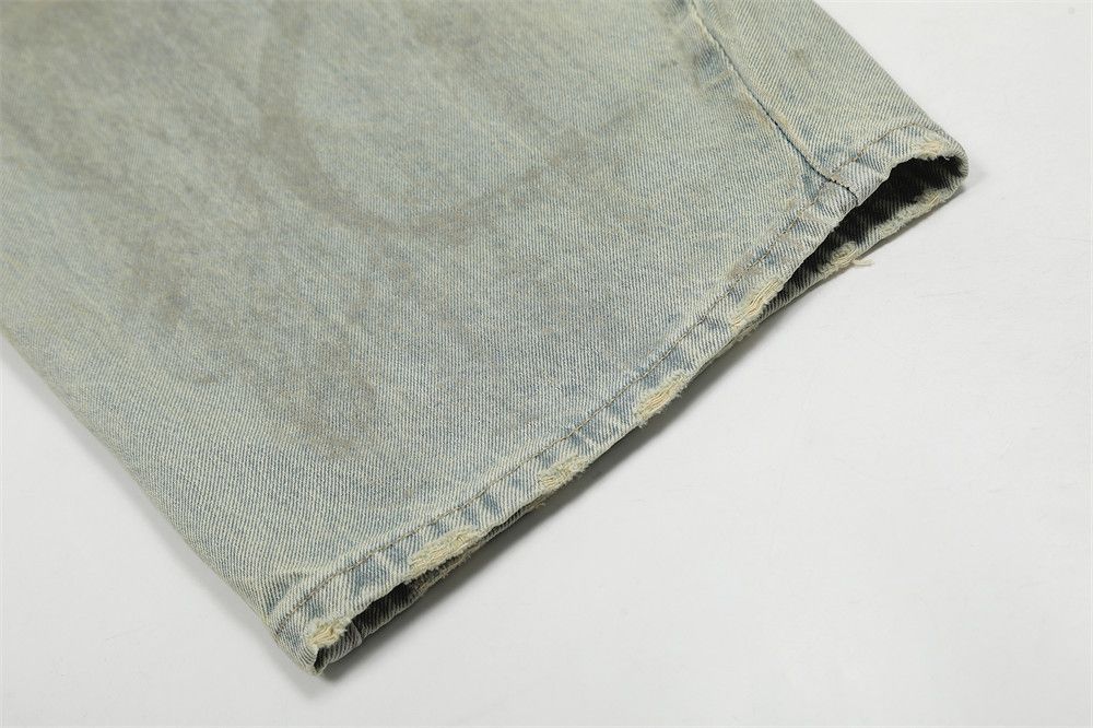 Vintage Men's trendy hip-hop washed distressed dirty scimitar jeans Size US 32 / EU 48 - 6 Thumbnail