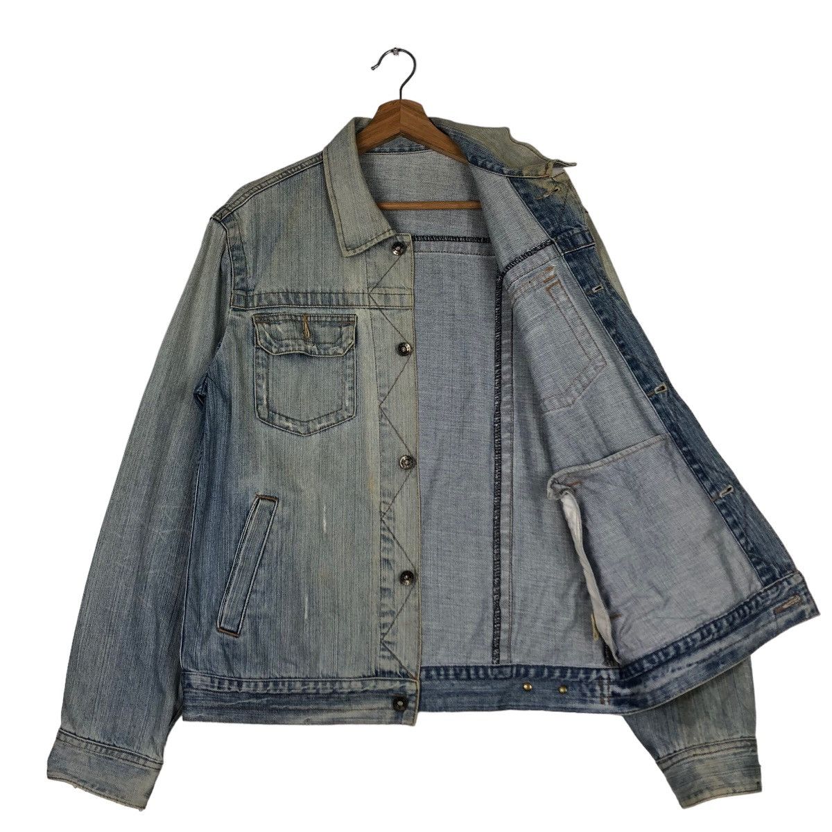 Japanese Brand 🔥Vtg Denim Biker Jacket Topvalu Issey Miyake Japan Size US L / EU 52-54 / 3 - 9 Thumbnail
