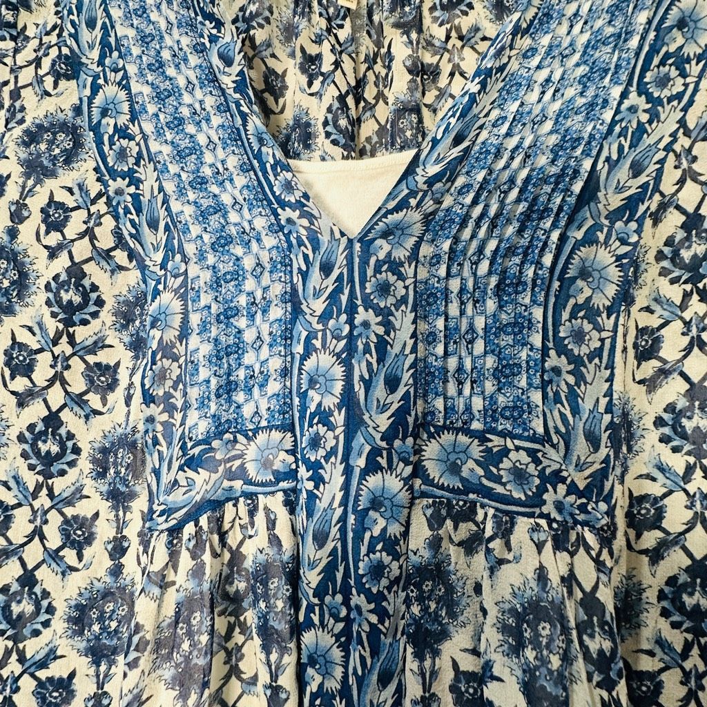 Joie JOIE Demko Blue White Abstract Floral Silk Boho Fully Lined Size XS / US 0-2 / IT 36-38 - 6 Thumbnail