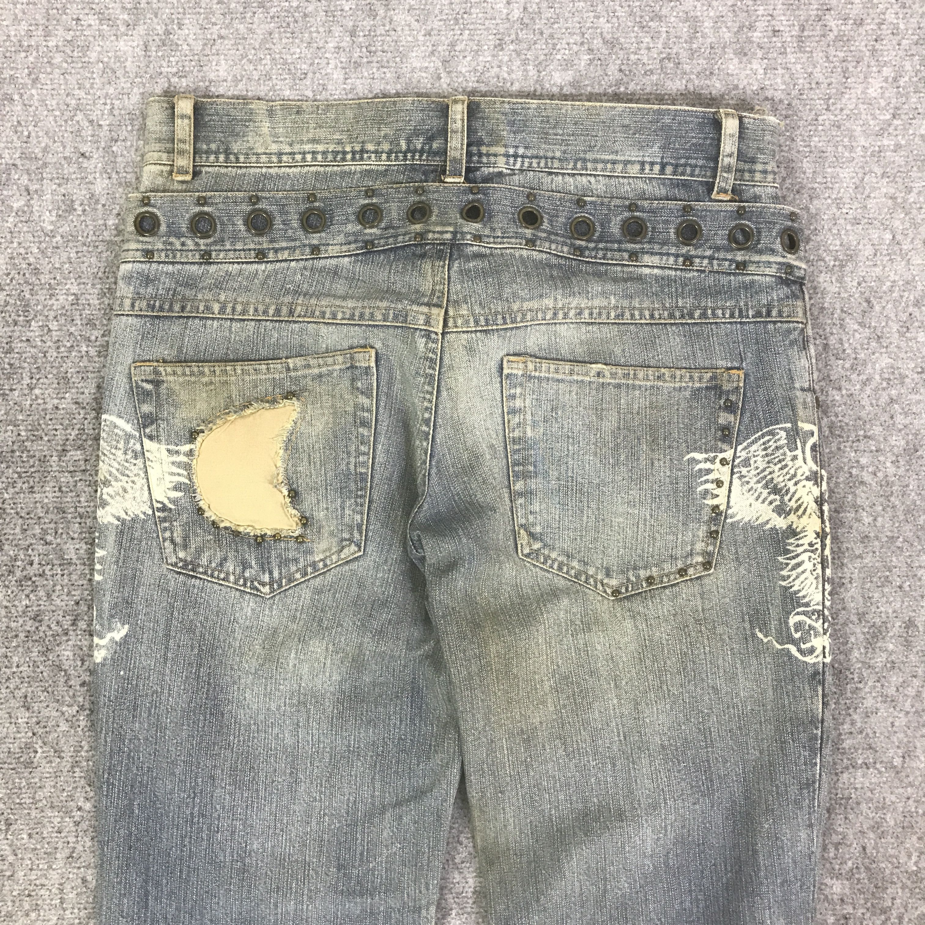 In The Attic IN THE ATTIC DISTRESSED DENIM DOUBLE WAIST PANTS K129B1 Size US 32 / EU 48 - 4 Thumbnail