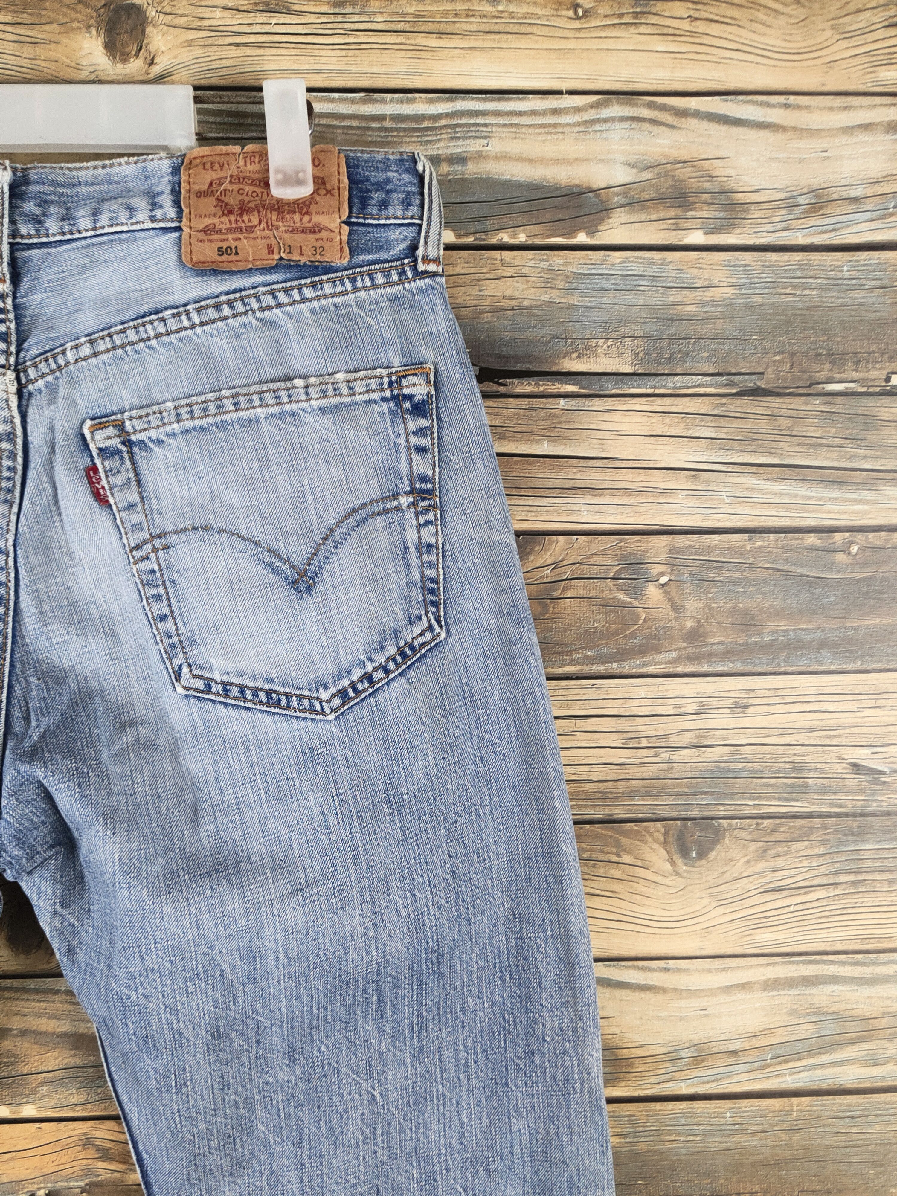 Levi's 501 Levi's Blue Distressed Ripped Jeans #S2855 Size US 31 - 11 Thumbnail