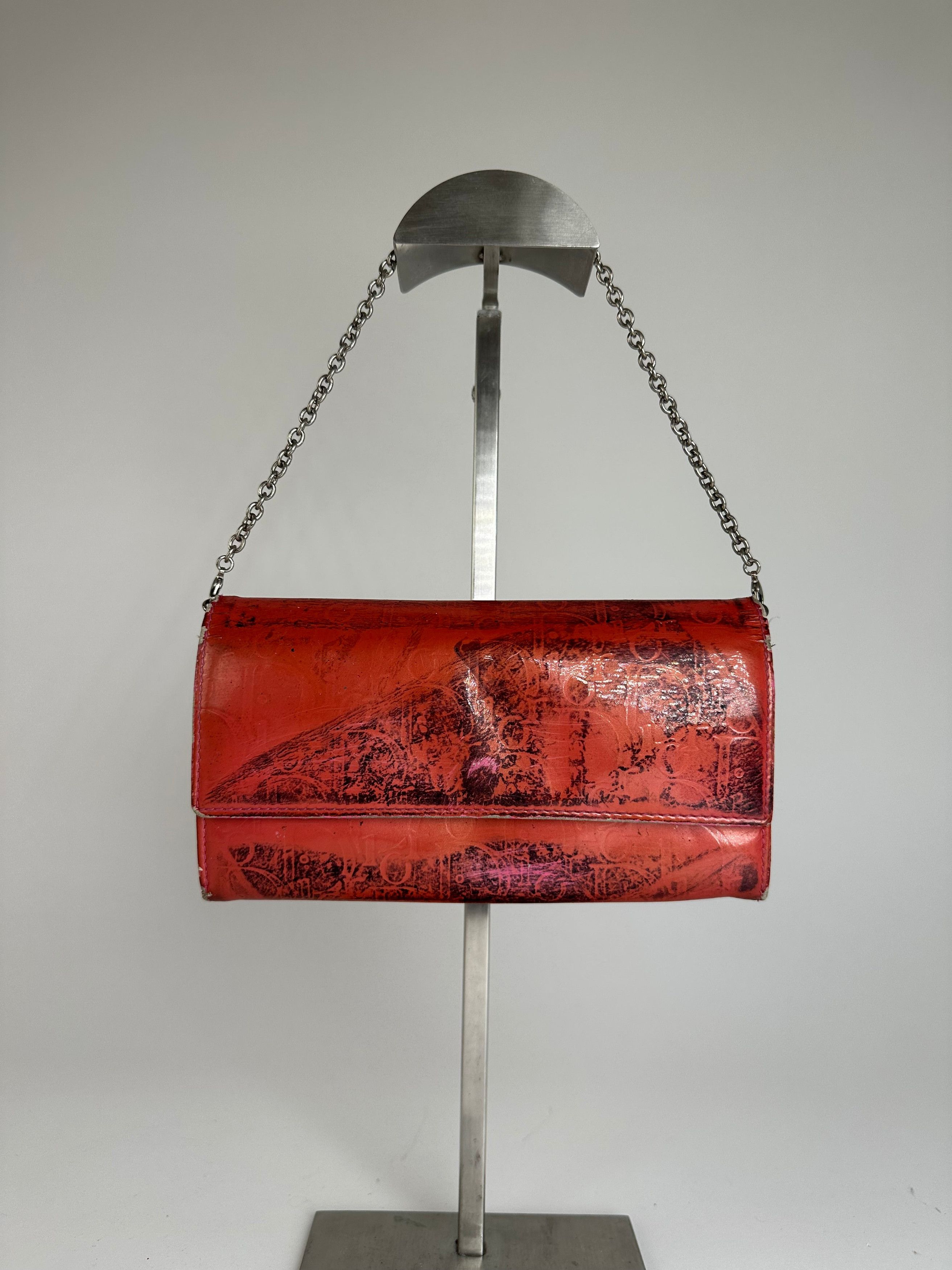 Dior Vintage issimo Monogram Patent Leather Mini Chain Bag Red Size ONE SIZE - 1 Thumbnail