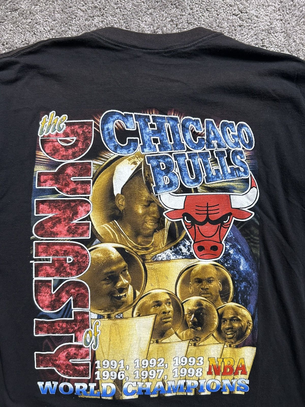 Vintage Vintage 90s Chicago Bulls Rap Tee Jordan Rodman 3 Peat Champ Size US XXL / EU 58 / 5 - 9 Thumbnail