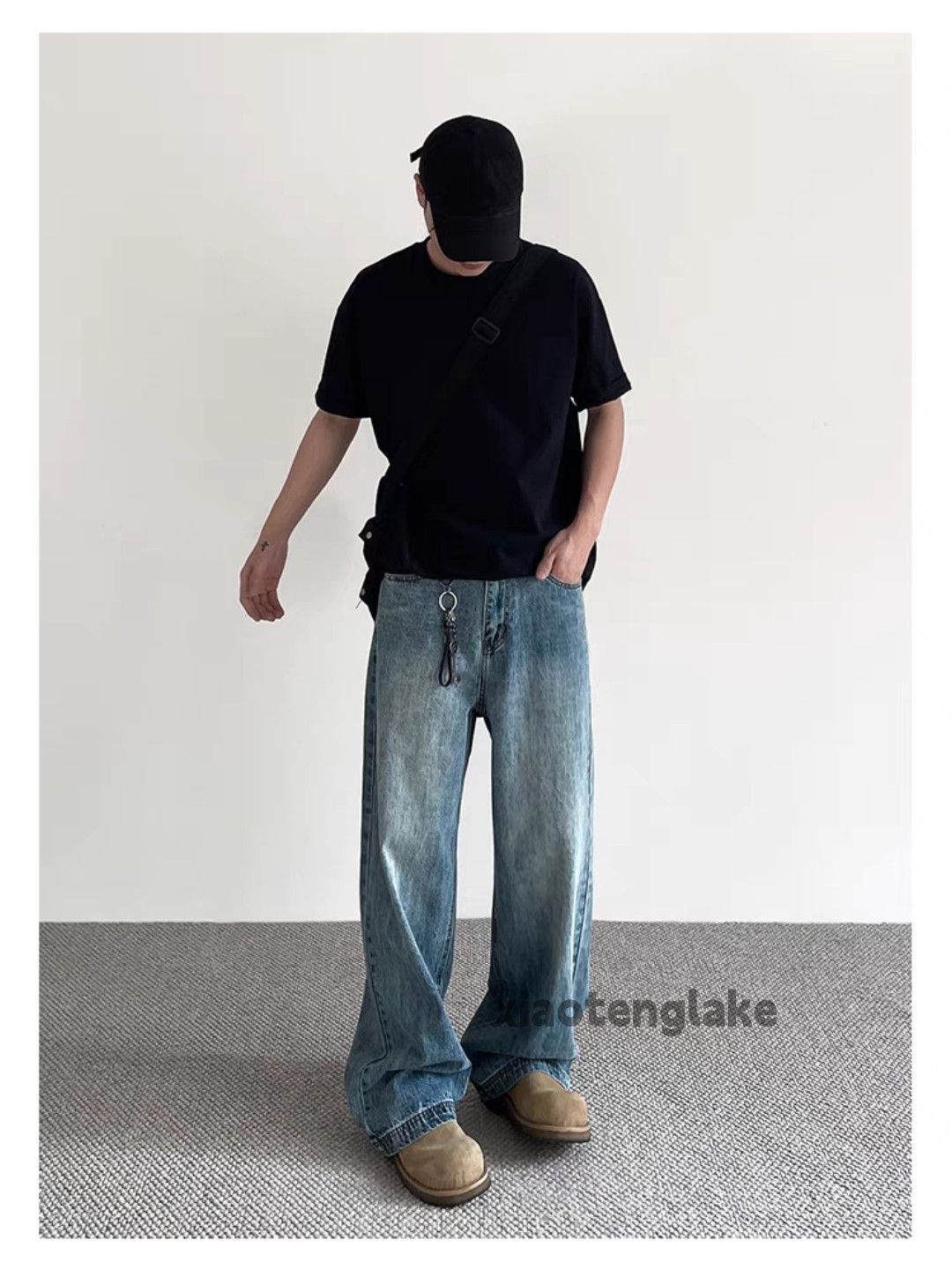 Jean × Vintage washed faded unisex dance loose baggy hiphop jeans Size US 32 / EU 48 - 3 Thumbnail