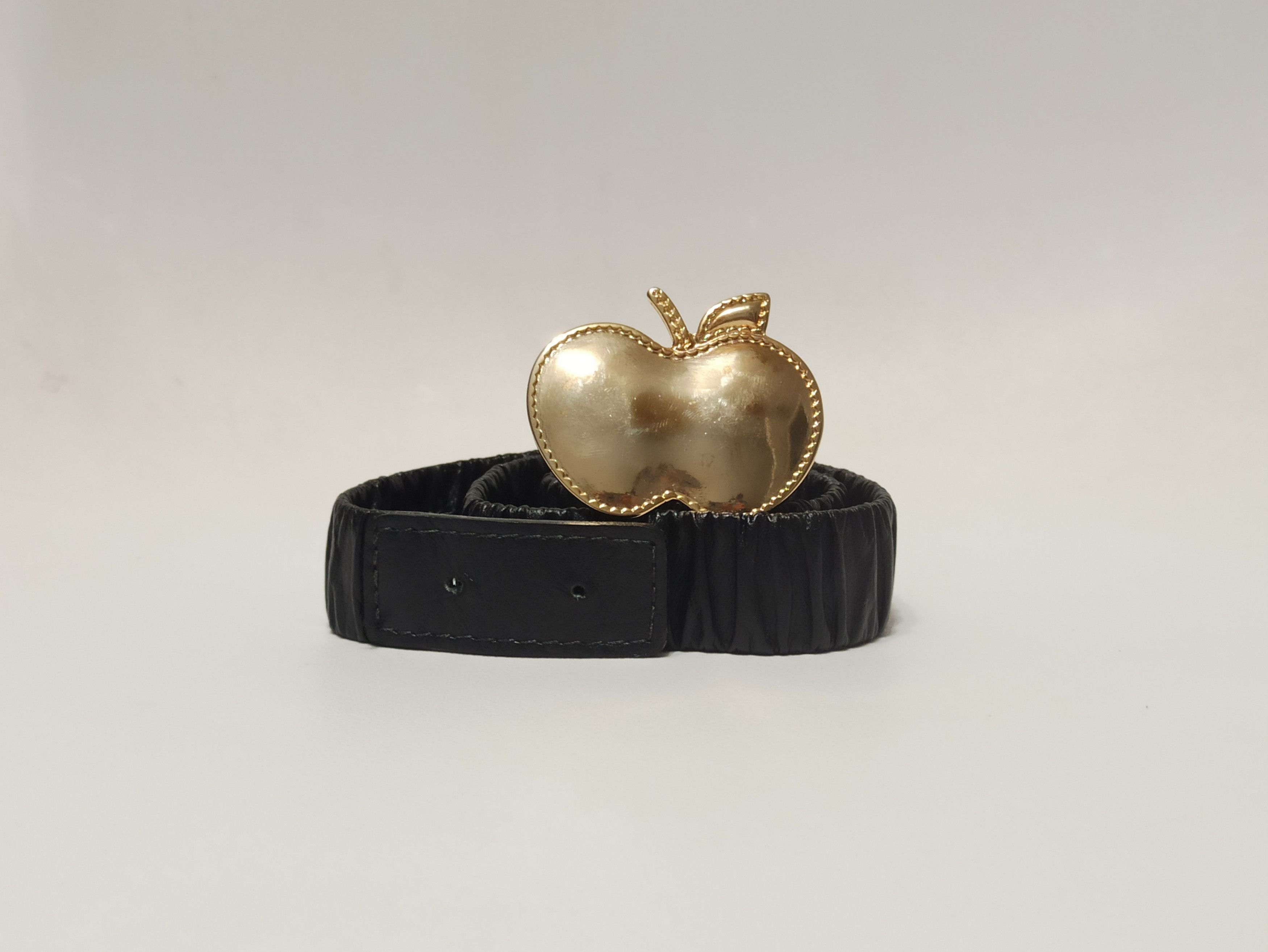 Apple IORANE Womens Leather Elastic Belt with Apple Buckle Size ONE SIZE - 1 Thumbnail