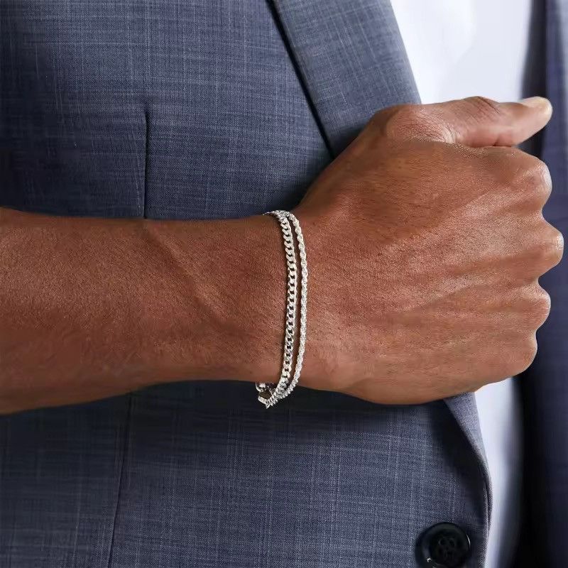 Jewelry Chain Bracelet Set – Double Strand Stylish Link Bracelets Size ONE SIZE - 3 Thumbnail