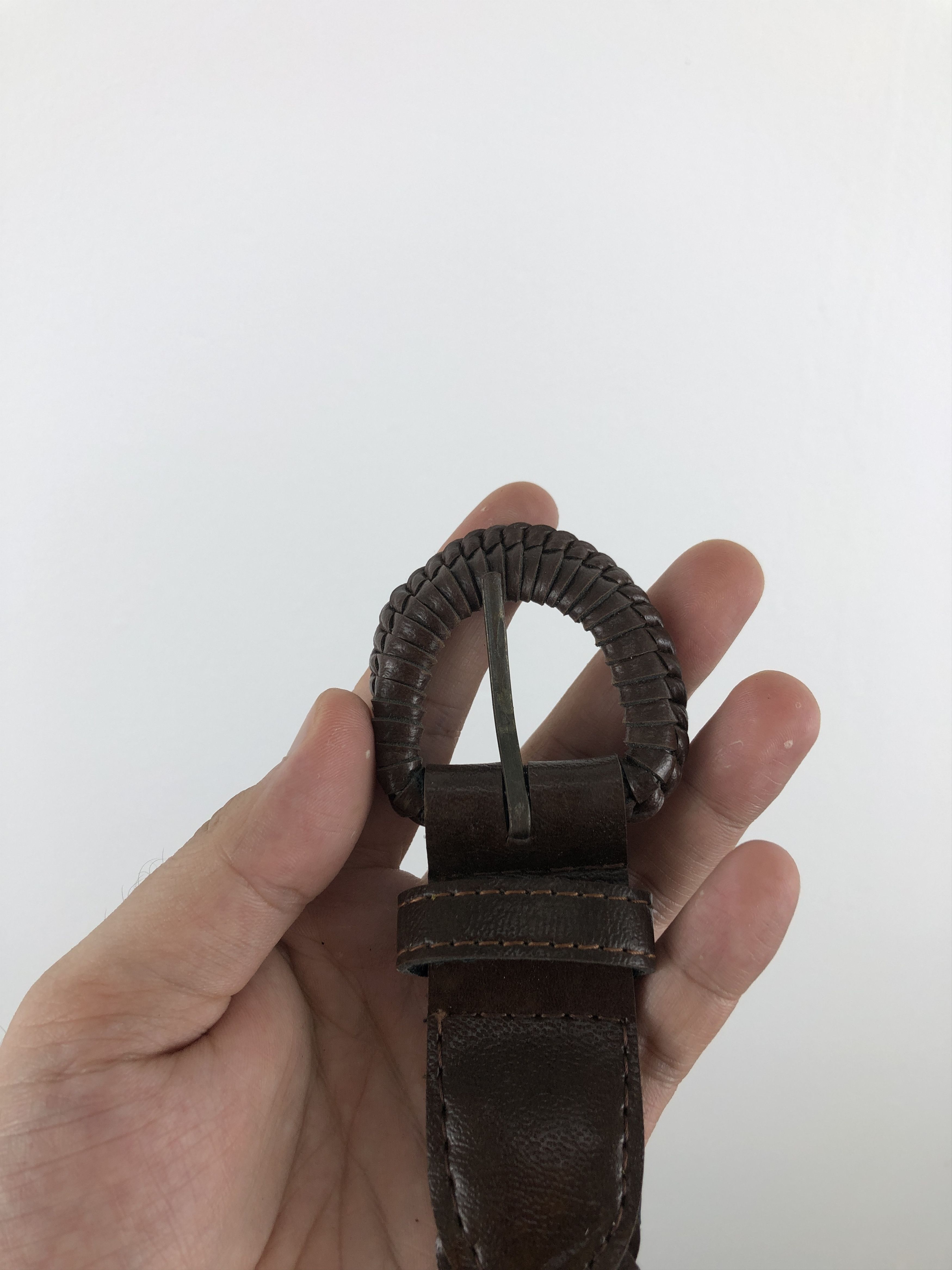 Leather 70s Braided Buckle Belt B0007 Size ONE SIZE - 3 Thumbnail