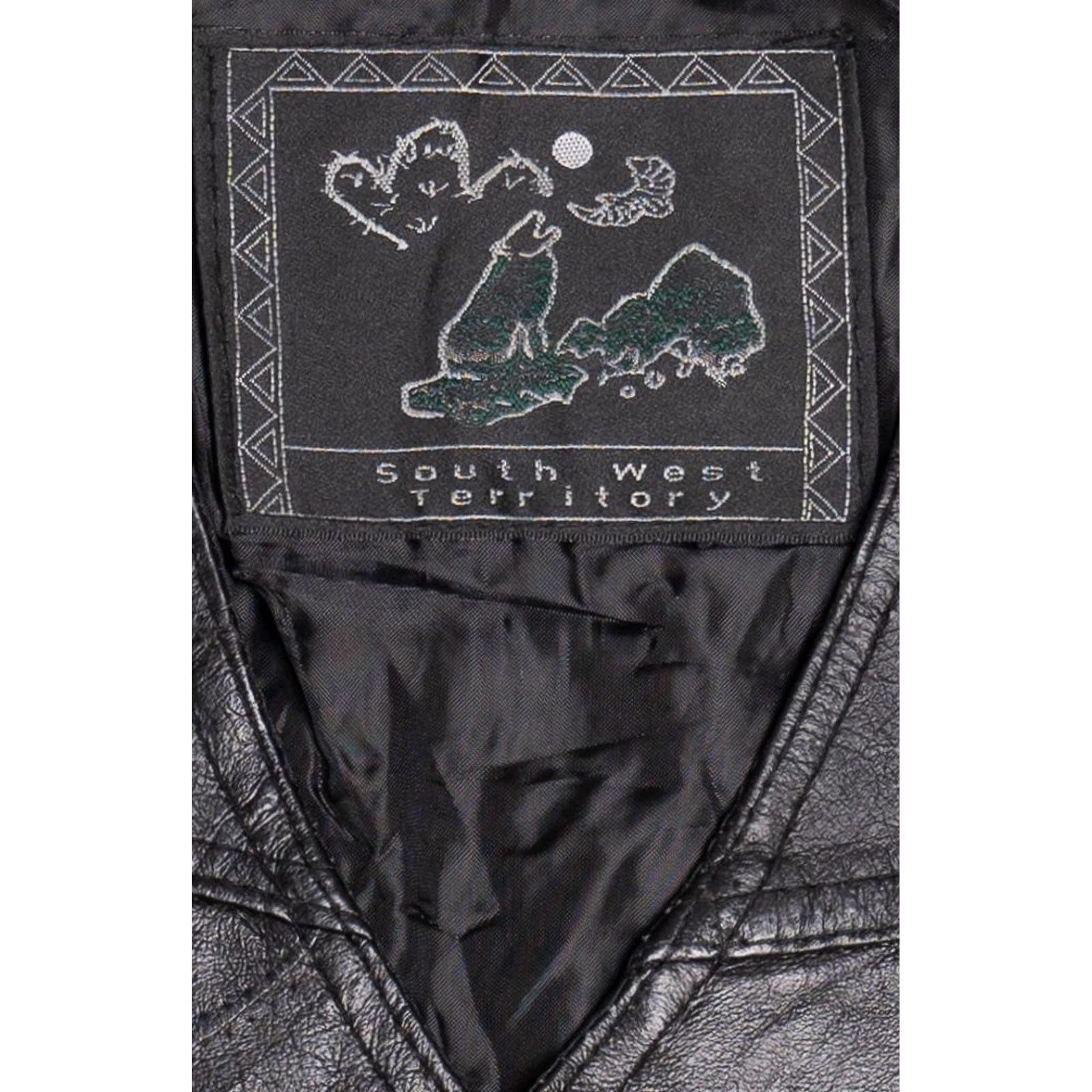 Vintage VINTAGE South West Territory Leather Vest Patchwork 1990s Large Black Mens Size US L / EU 52-54 / 3 - 4 Thumbnail