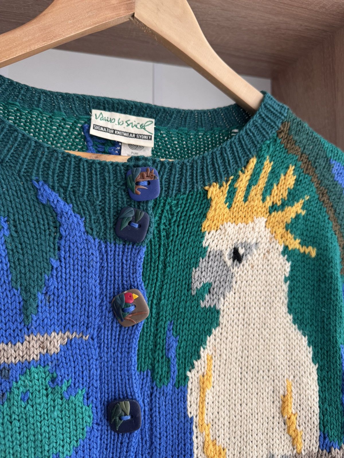 Vintage Vintage Signature Sydney Parrot & Coala Luxury Wool Cardigan Size US L / EU 52-54 / 3 - 7 Thumbnail