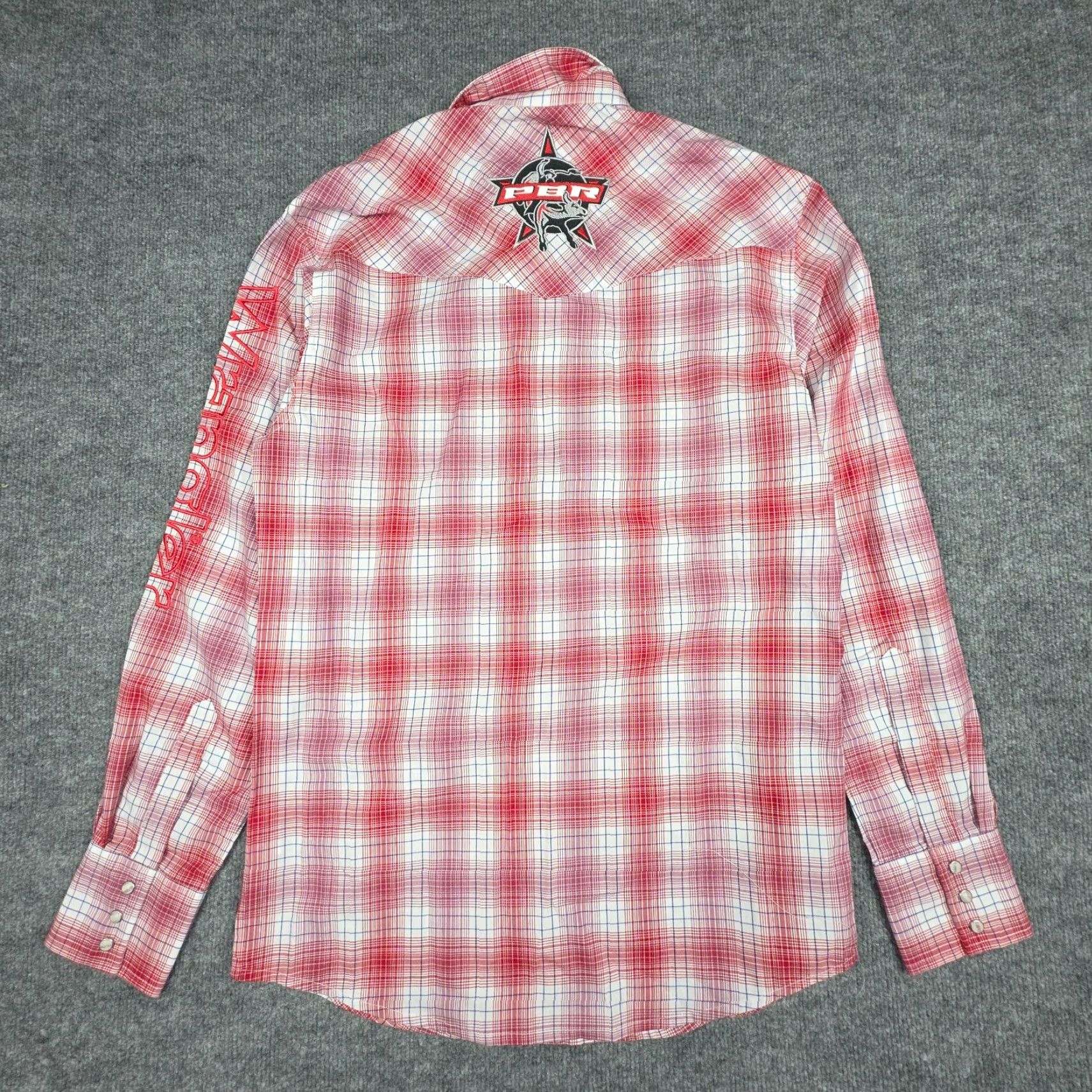 Wrangler Wrangler PBR Pearl Snap Shirt Mens Small Red White Western Rodeo Cowboy Shirt Size US S / EU 44-46 / 1 - 3 Thumbnail