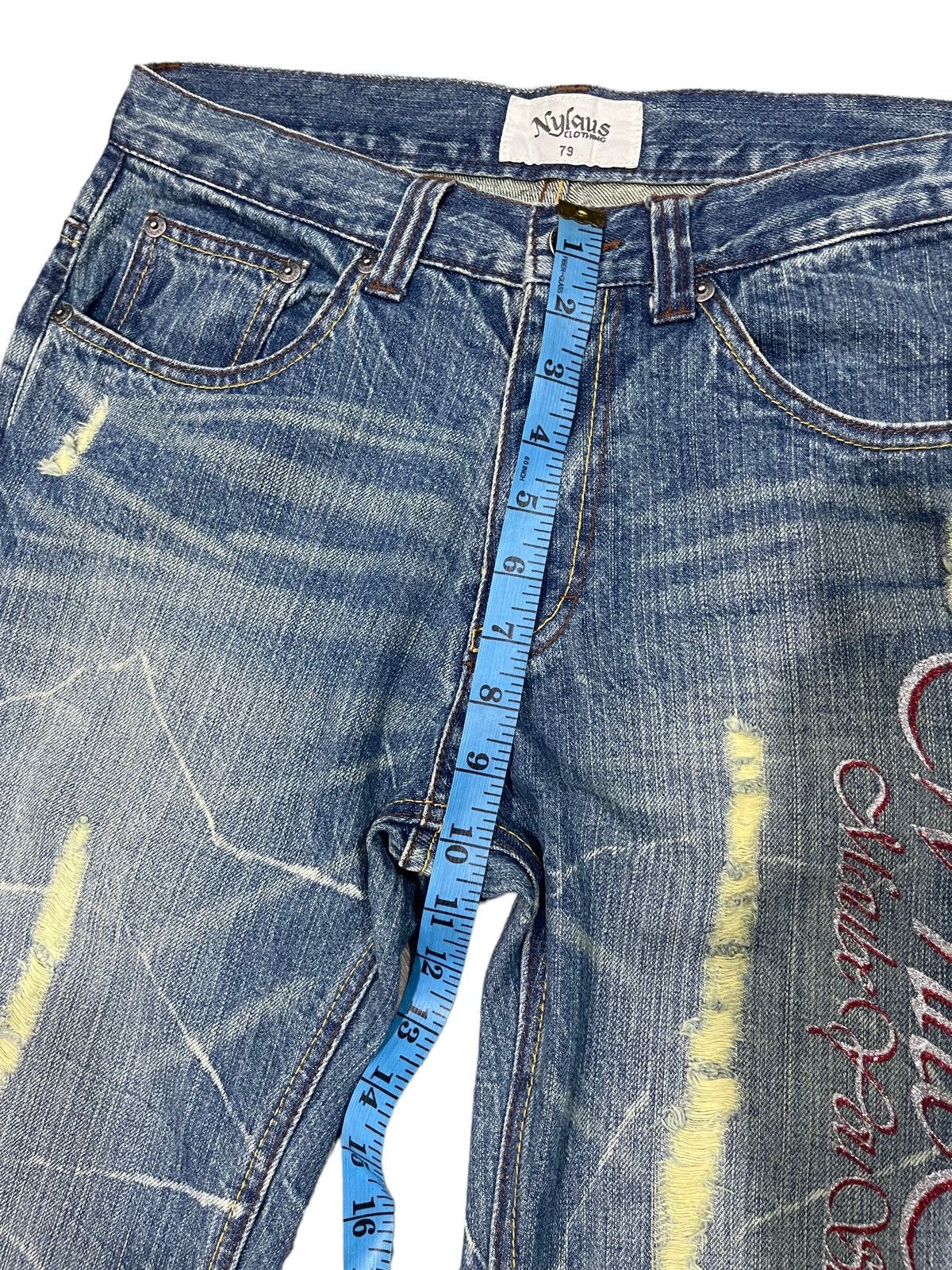 Japanese Brand × Vintage Rare ! Vintage Nylaus Clothing Distressed Flared Jeans Size US 31 - 14 Thumbnail