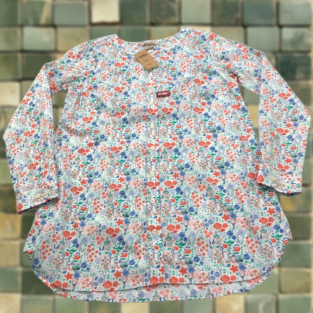 Vintage Duluth Trading Co. Shirt Tunic Small White Floral LS Button-Up Womens Size S / US 4 / IT 40 - 1 Thumbnail