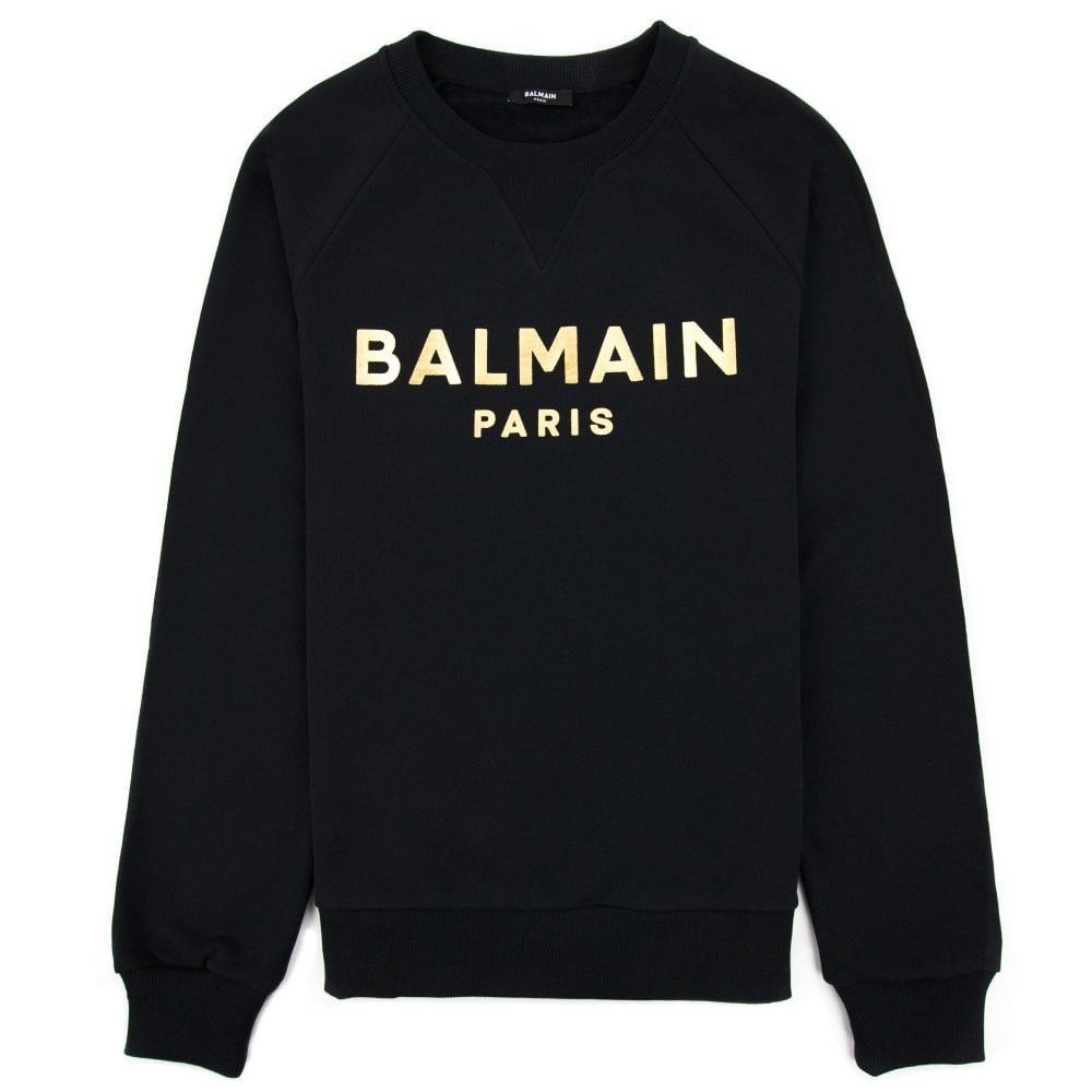 Balmain o1s1wg110125 Foil Logo Sweatshirt in Black Size US M / EU 48-50 / 2 - 1 Thumbnail