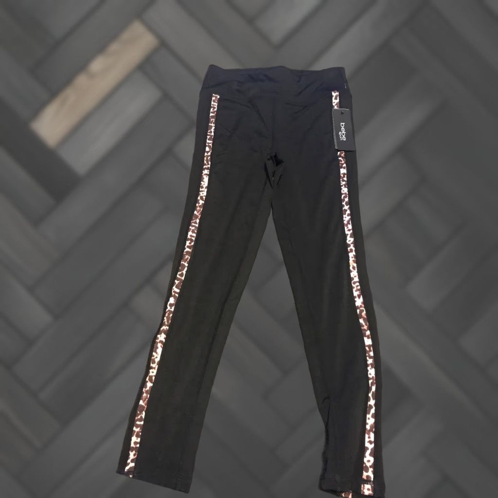 Bebe NWT BEBE SPORT Logo Printed Insert Leggings Women’s Large Black Nylon Polyester Spandex Slimming Stretch Activewear Casual Travel 90s? Size 36" / US 14 / IT 50 - 1 Thumbnail