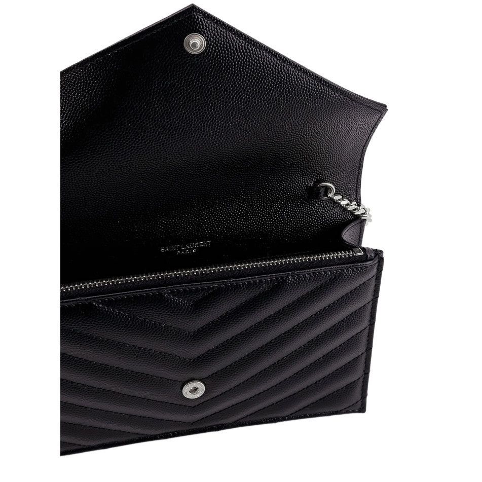 Saint Laurent Paris Saint Laurent Cassandre Envelope Black/Silver Leather Chain Size ONE SIZE - 4 Thumbnail