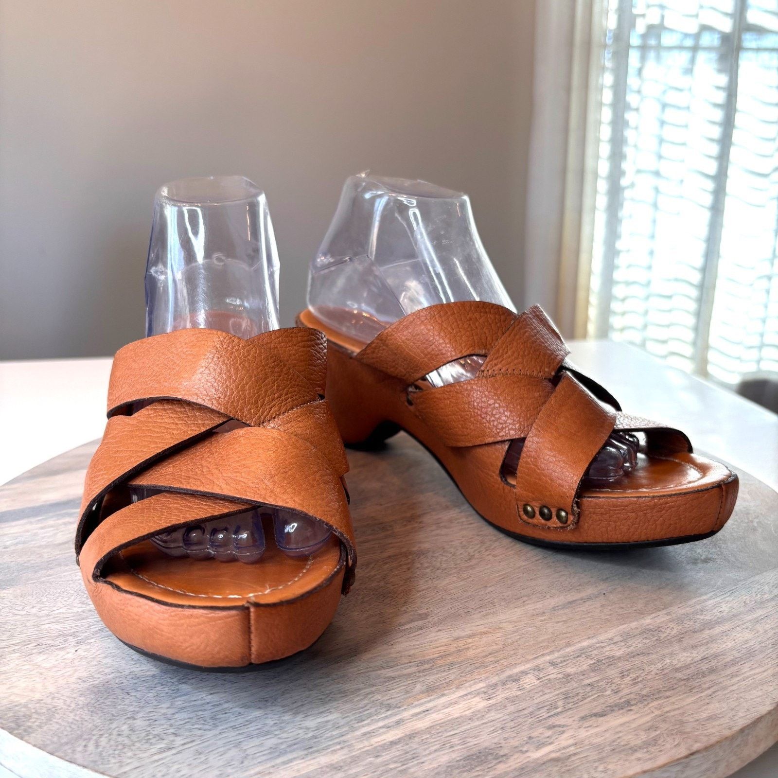 Frye Frye Brown Leather Sandals Mule Studded Heel Women's 10B 10 Size US 10 / IT 40 - 1 Thumbnail