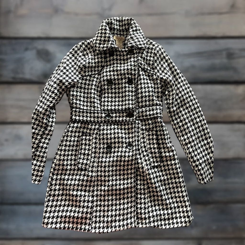 Vintage VINTAGE Paris Blue Houndstooth Wool Blend Coat Womens Medium Pea Coat (Wool) Blue Mens? Size M / US 6-8 / IT 42-44 - 1 Thumbnail