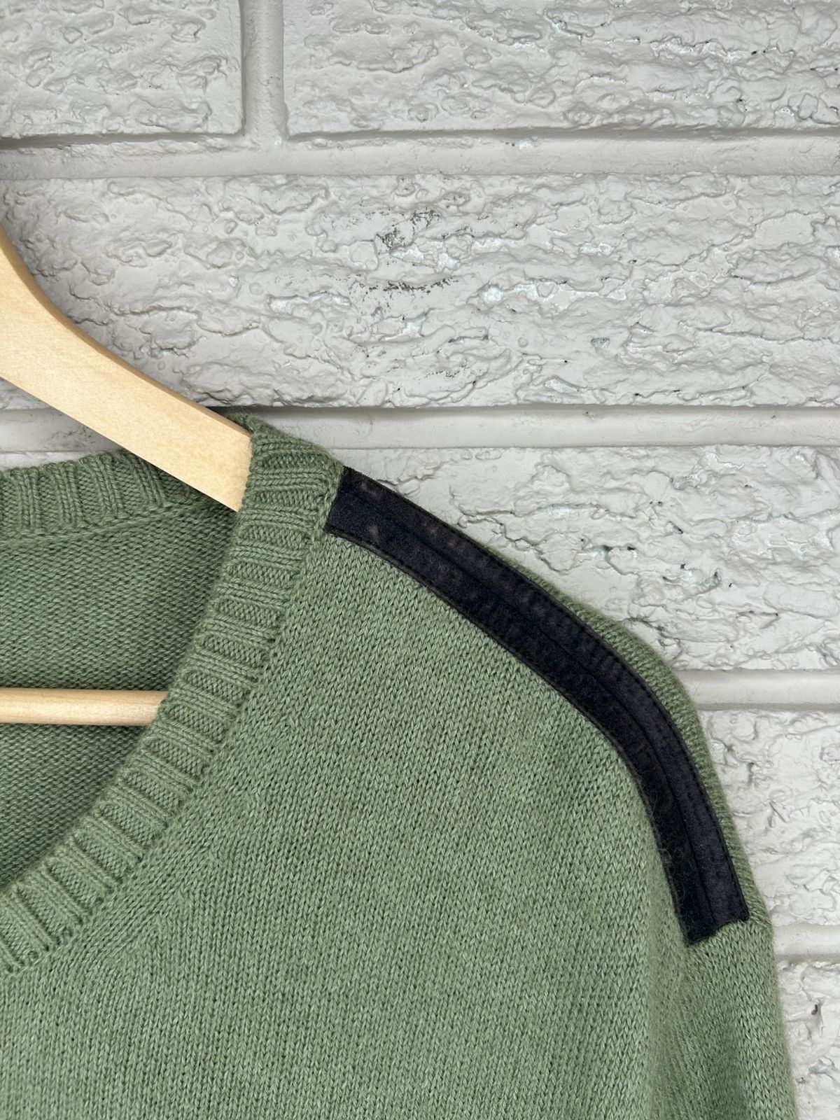 Gucci Gucci Alpaca Silk Olive Green Calfskin Patch Knit Sweater Size US XL / EU 56 / 4 - 3 Thumbnail